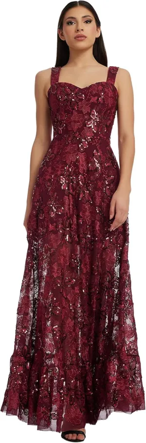 Dress the Population Women's Anabel Fit and Flare Maxi Dress
