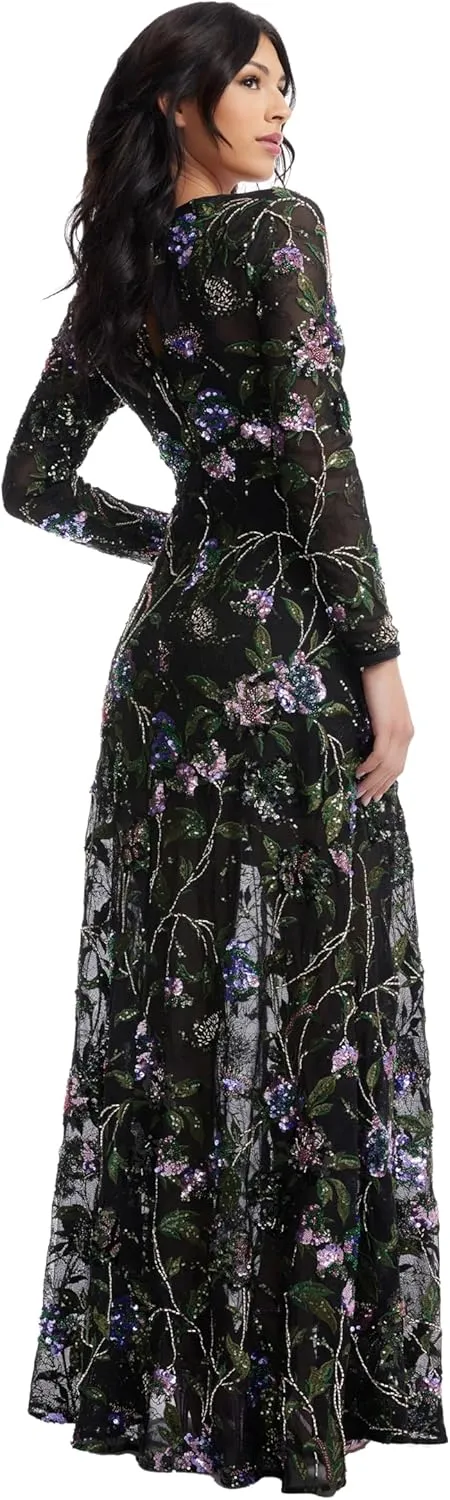 Dress the Population Women's Ava Fit and Flare Maxi Dress