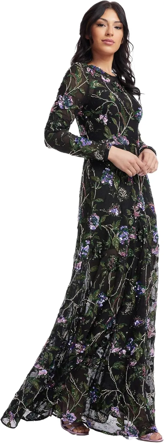 Dress the Population Women's Ava Fit and Flare Maxi Dress