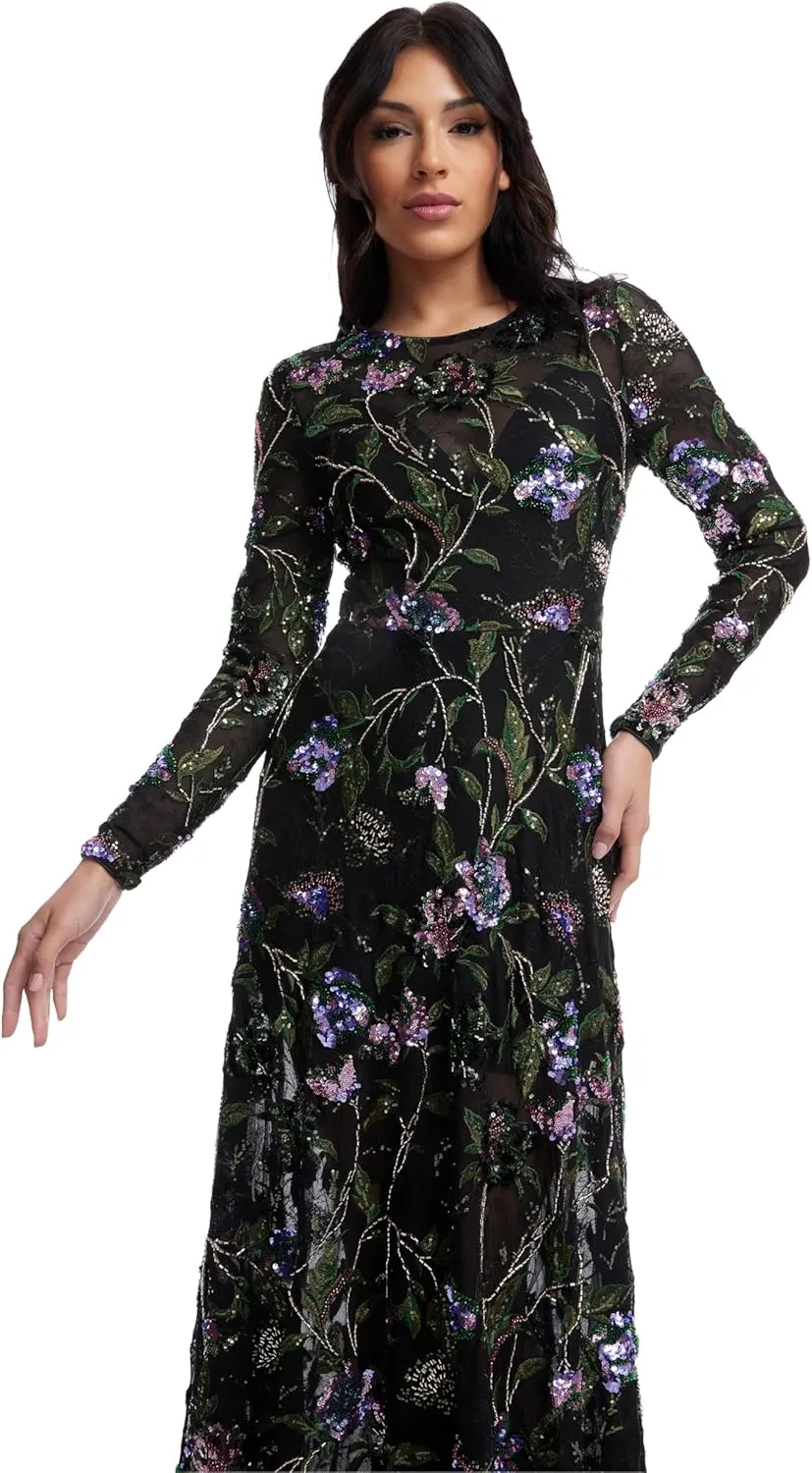 Dress the Population Women's Ava Fit and Flare Maxi Dress