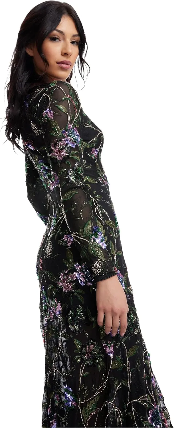 Dress the Population Women's Ava Fit and Flare Maxi Dress