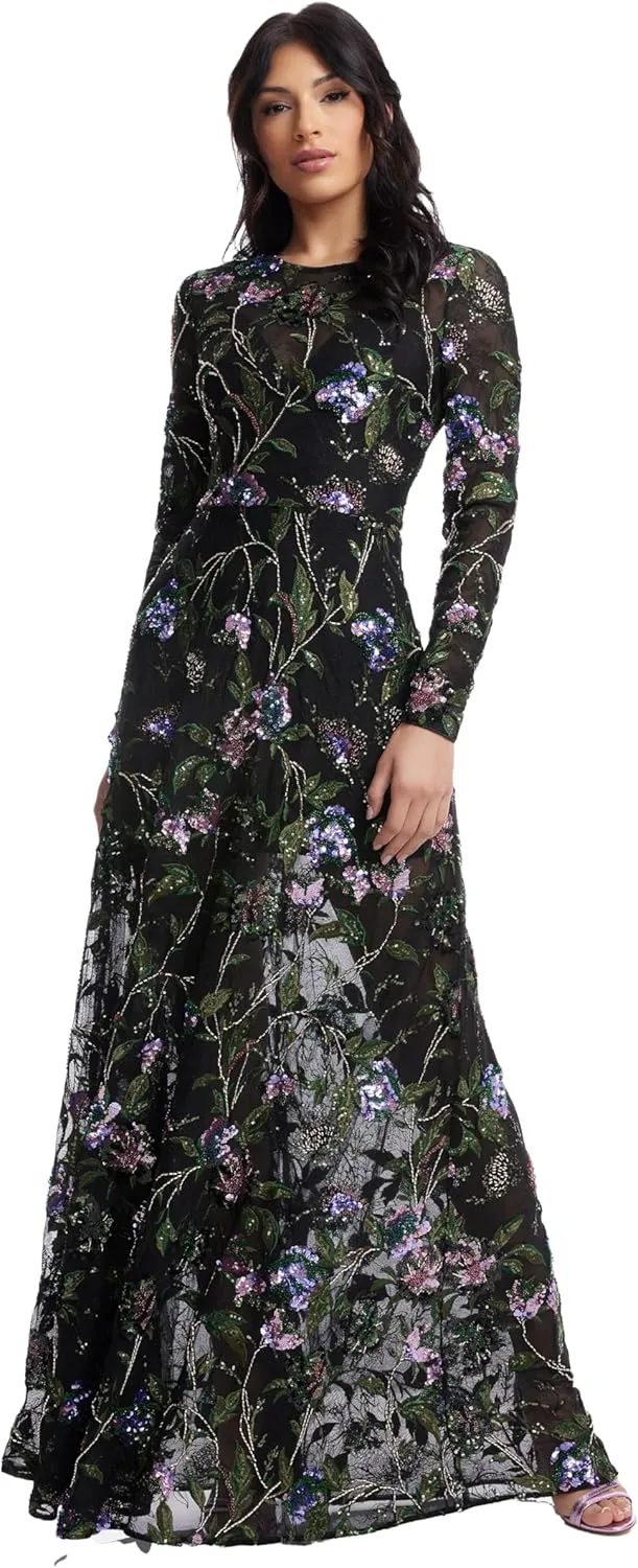 Dress the Population Women's Ava Fit and Flare Maxi Dress