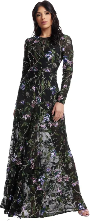 Dress the Population Women's Ava Fit and Flare Maxi Dress