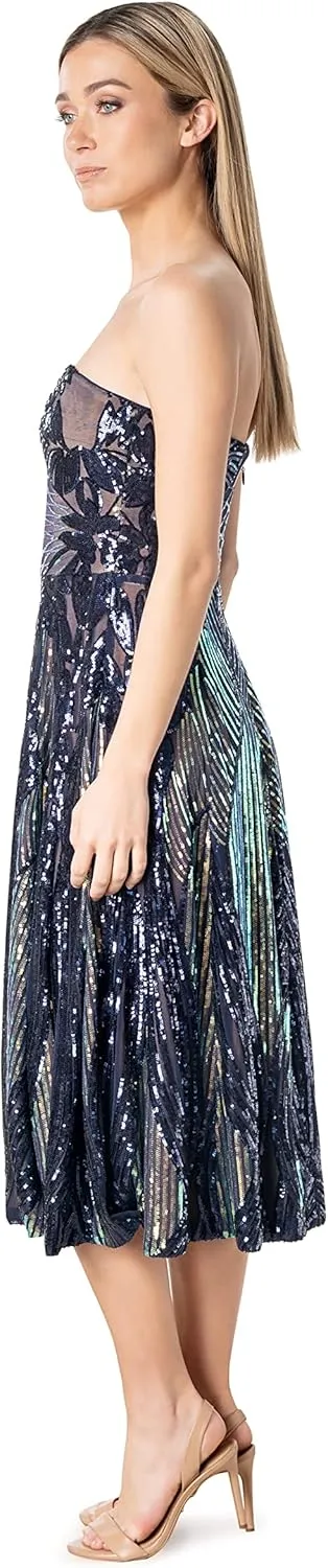 Dress the Population Women's Ruby Fit and Flare Midi Dress