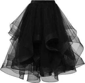 DRESSTELLS Tulle Skirts for Women, A Line Elastic Waist Tiered Layered Puffy Midi Long Party Tutu Skirt