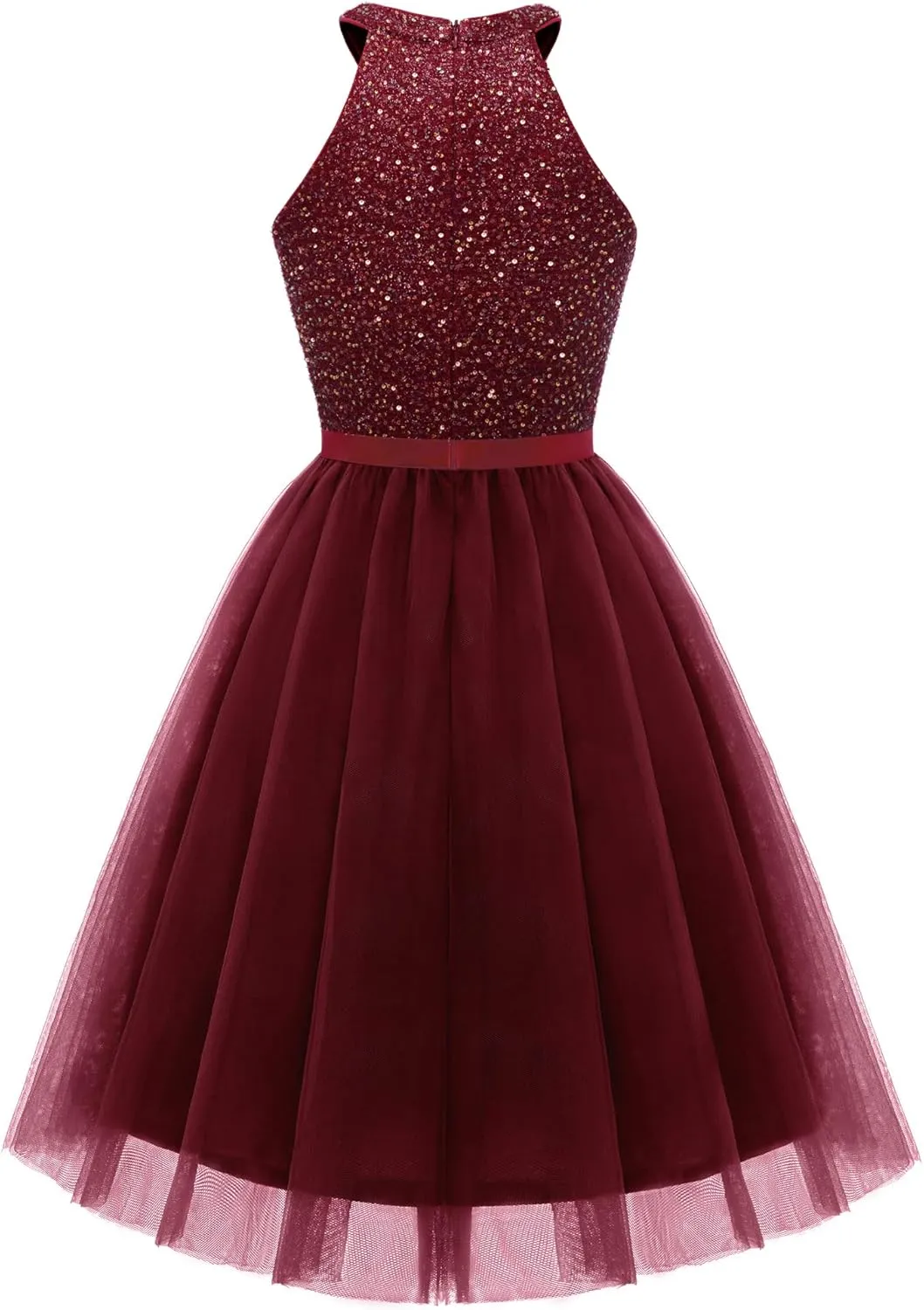 Dressystar Women's Short Halter Cocktail Party Dress Lace Tulle Prom Gown