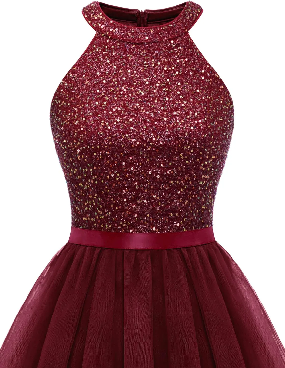 Dressystar Women's Short Halter Cocktail Party Dress Lace Tulle Prom Gown