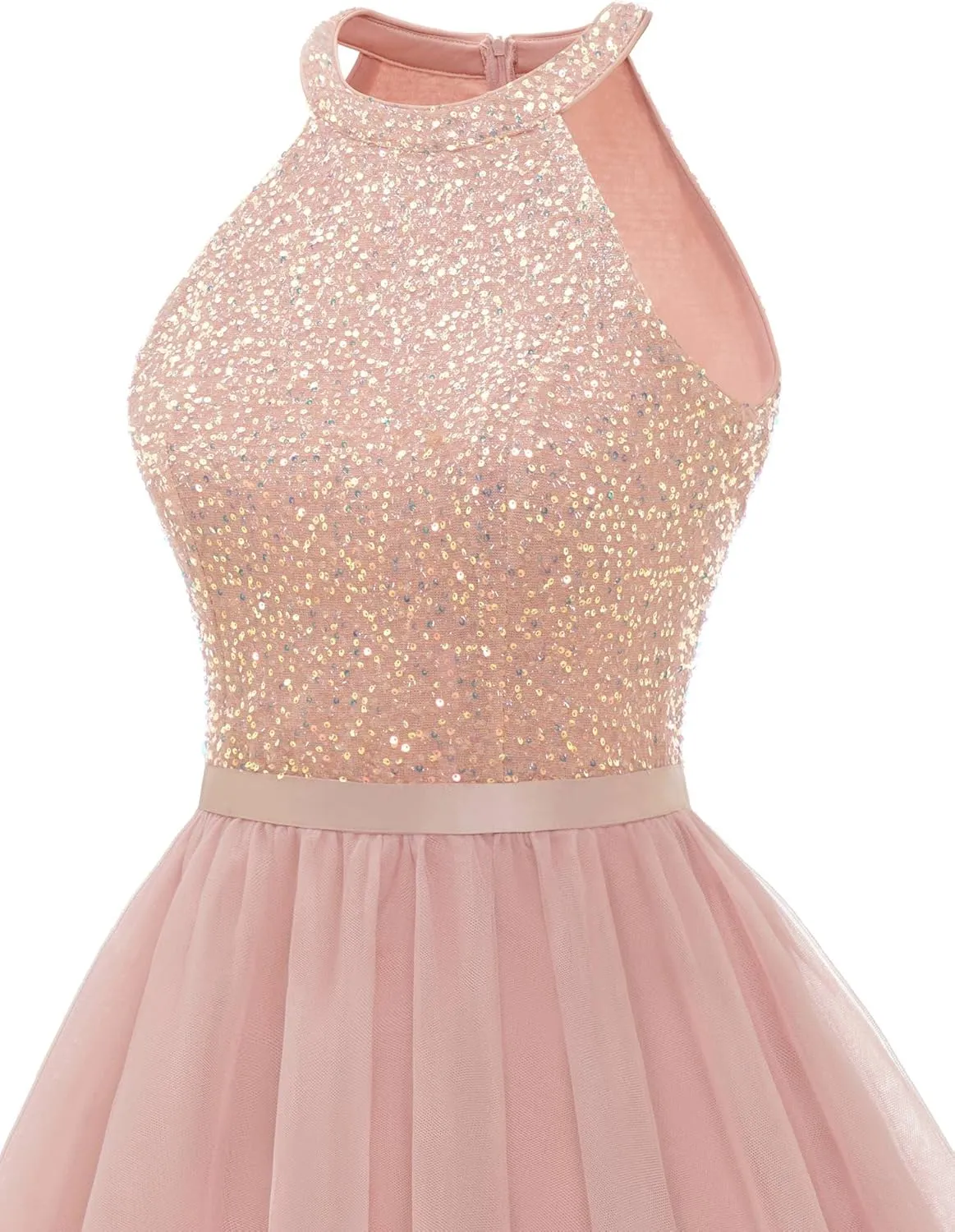 Dressystar Women's Short Halter Cocktail Party Dress Lace Tulle Prom Gown