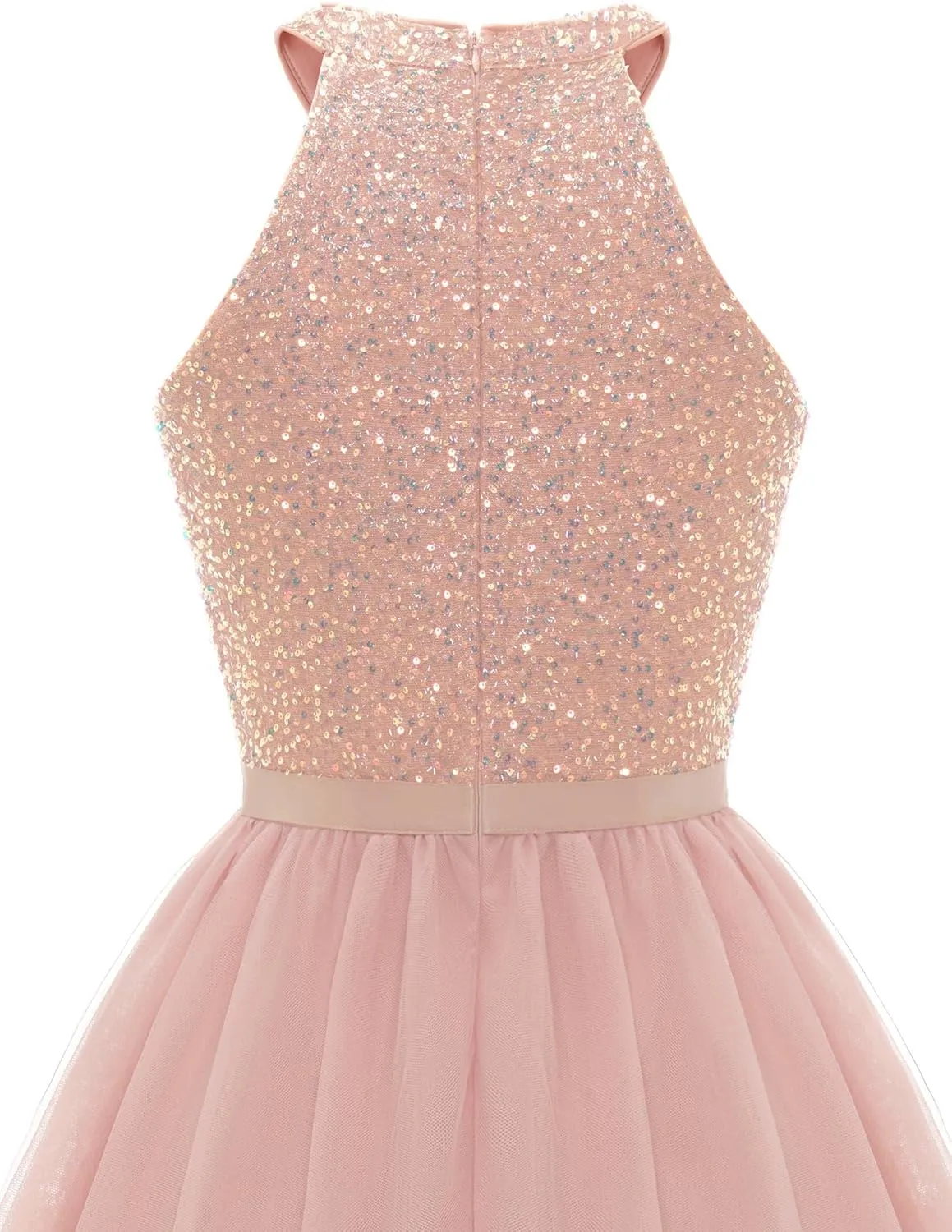 Dressystar Women's Short Halter Cocktail Party Dress Lace Tulle Prom Gown