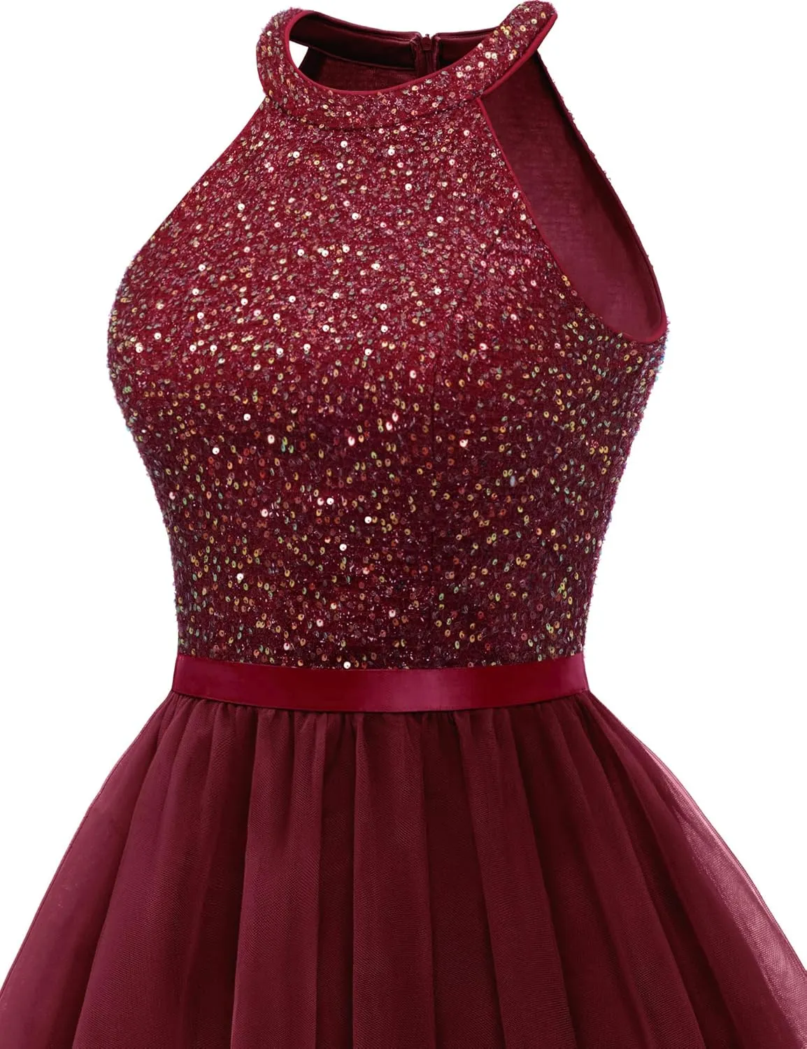 Dressystar Women's Short Halter Cocktail Party Dress Lace Tulle Prom Gown