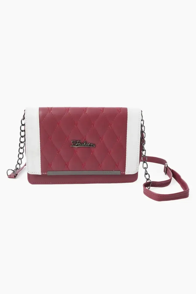 Dual Color Trendy Sling Bag for Women and Girls - Maroon
