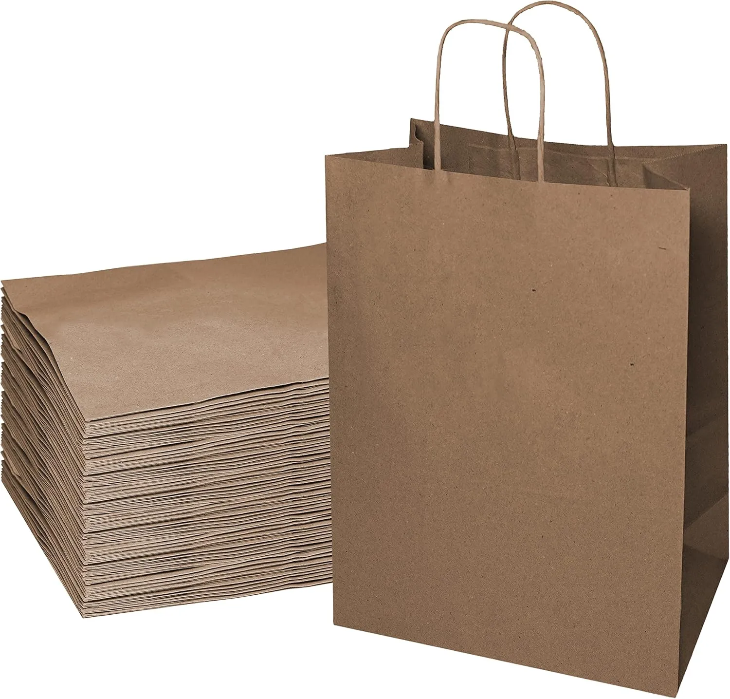 EcoQuality X-Large Brown Kraft Paper Bags With Handles - 50pcs, 18x7x19 Inches - for Shopping, Gifts, Party, Merchandise, Lunch, Grocery