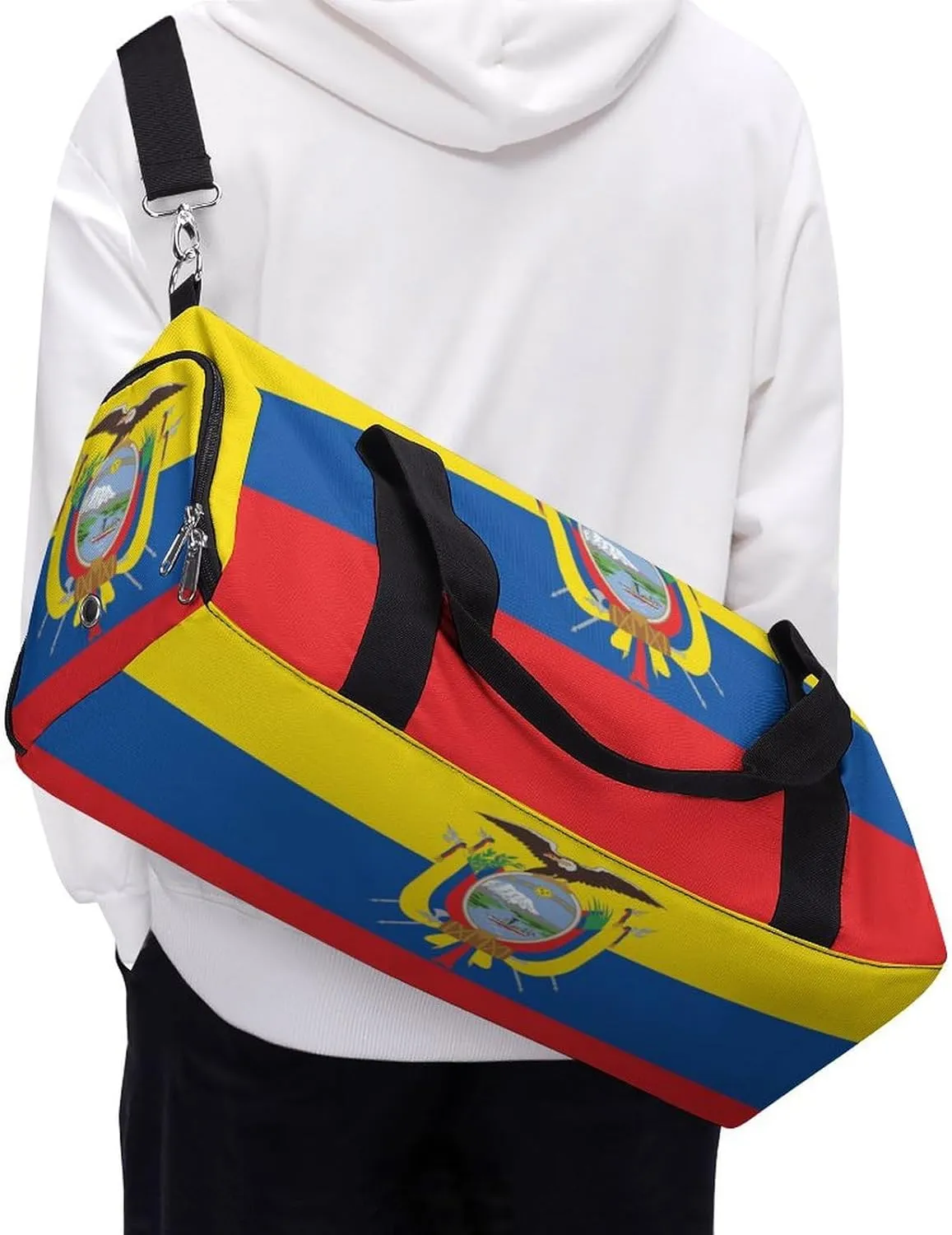 Ecuador Flag Sports Gym Bag for Boys Girls with Shoe Compartment Carry On