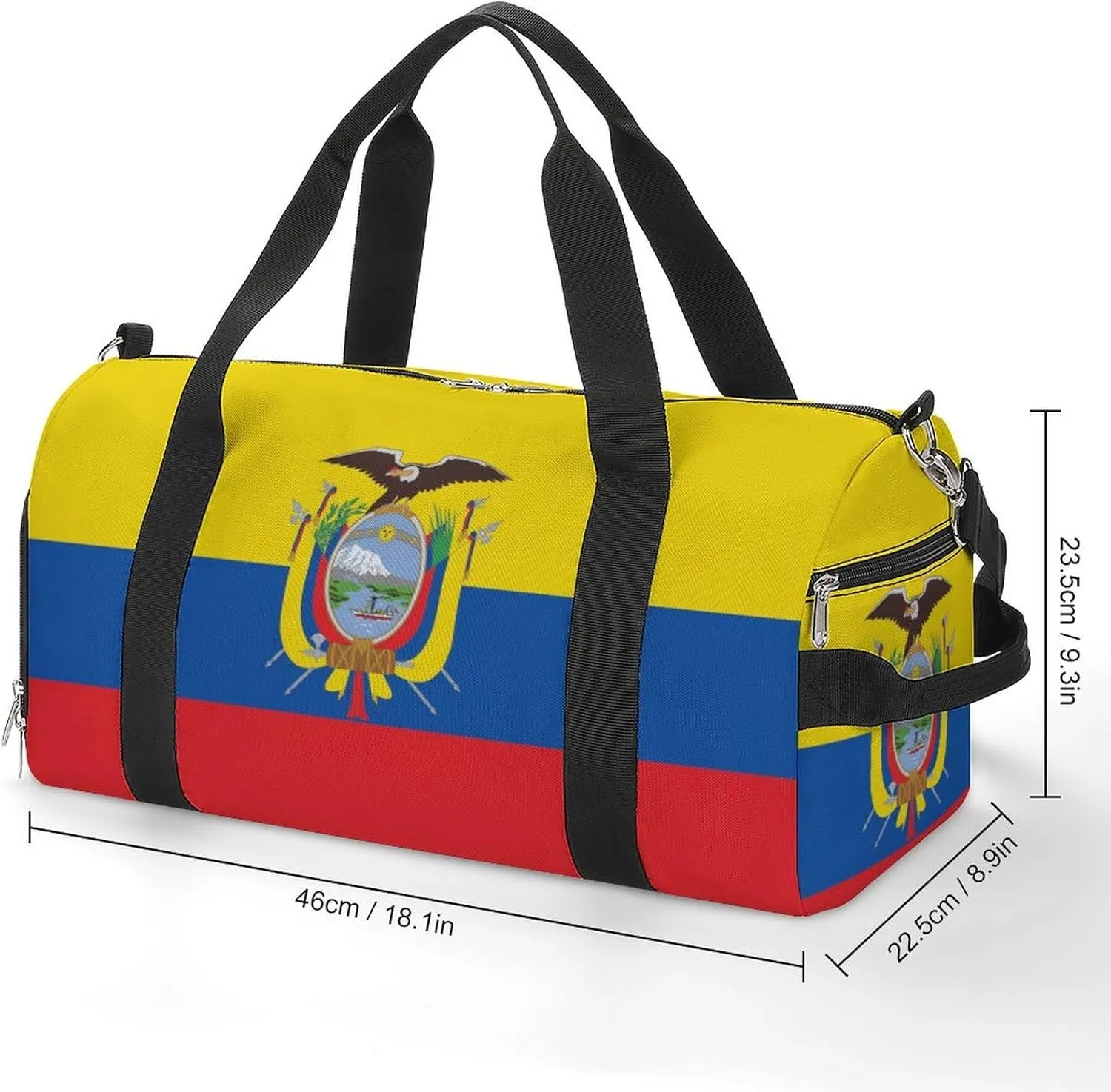 Ecuador Flag Travel Gym Bag with Shoe Compartment Waterproof Weekender for Sports Yoga Beach