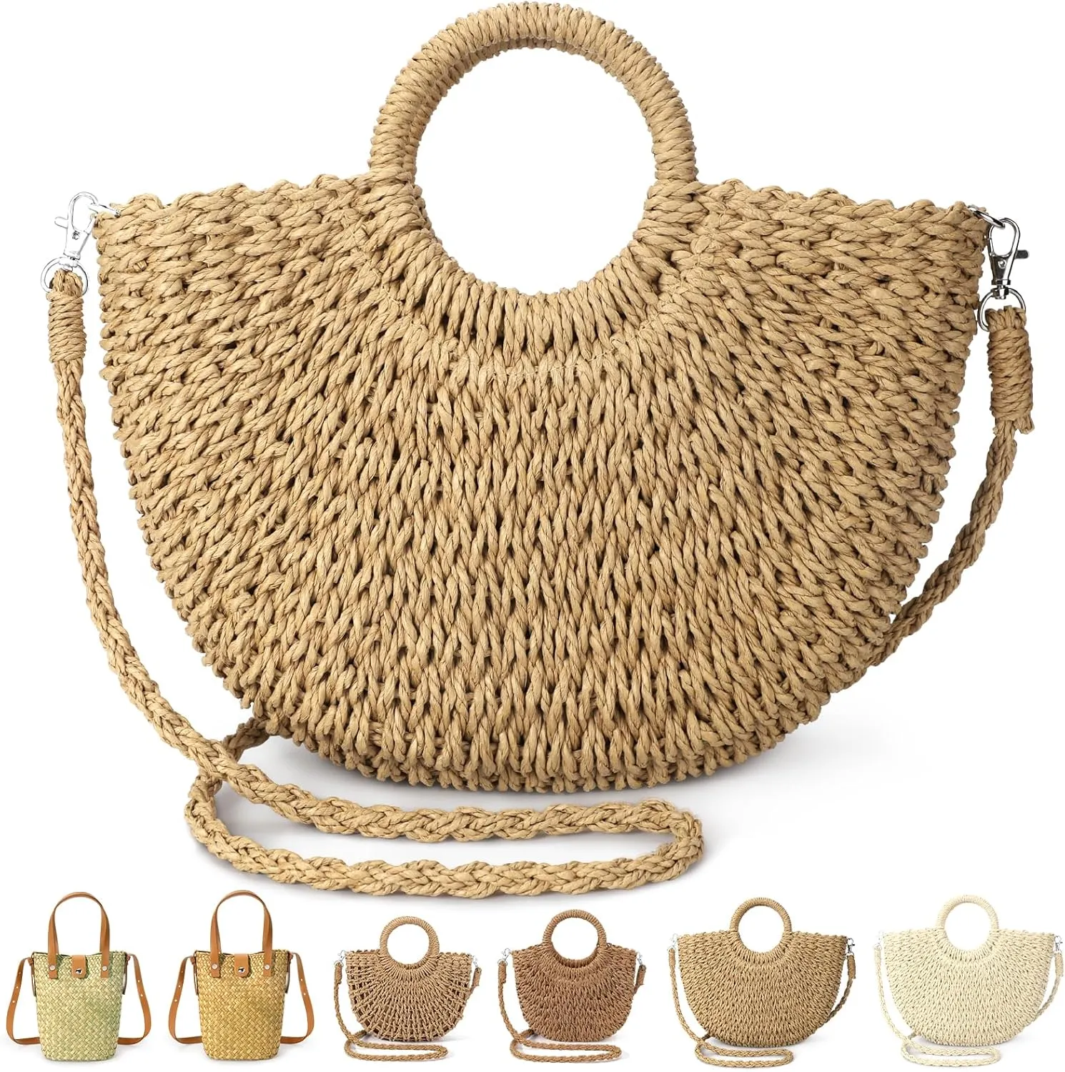 EIMMBD Straw Bags for Women Straw Clutch Purses Beach Crossbody Tote Bags Handbag