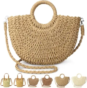 EIMMBD Straw Bags for Women Straw Clutch Purses Beach Crossbody Tote Bags Handbag