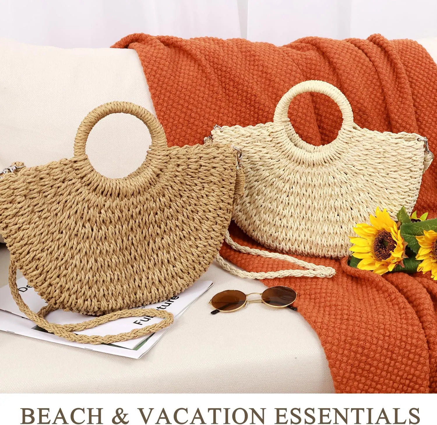 EIMMBD Straw Bags for Women Straw Clutch Purses Beach Crossbody Tote Bags Handbag