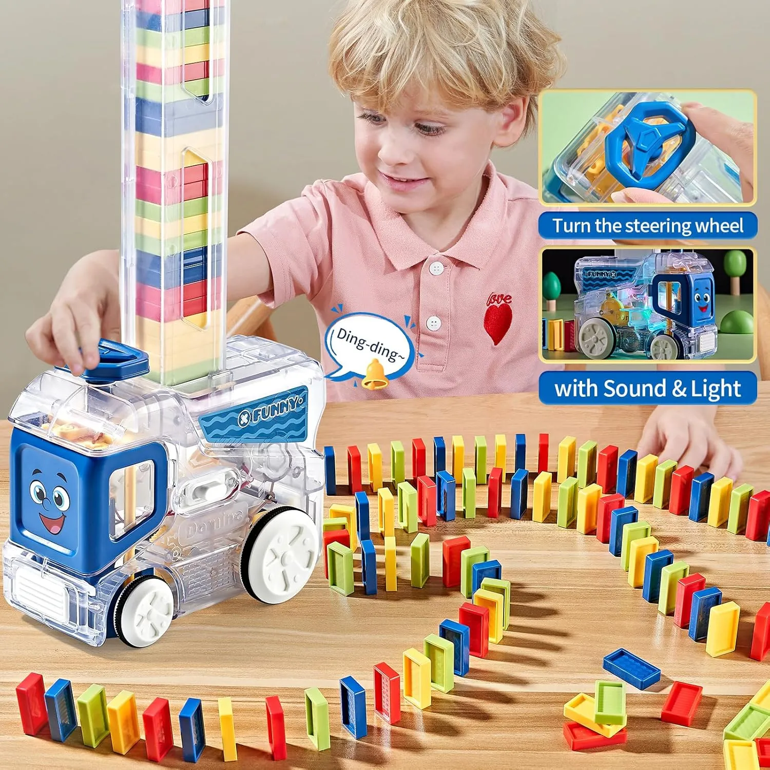 Electric Automatic Domino Train Set, Educational Toys for Ages 5-7, Boys Toys Age 4-6,Autistic Christmas Birthday Gift for Kids Toddlers Boys Girls