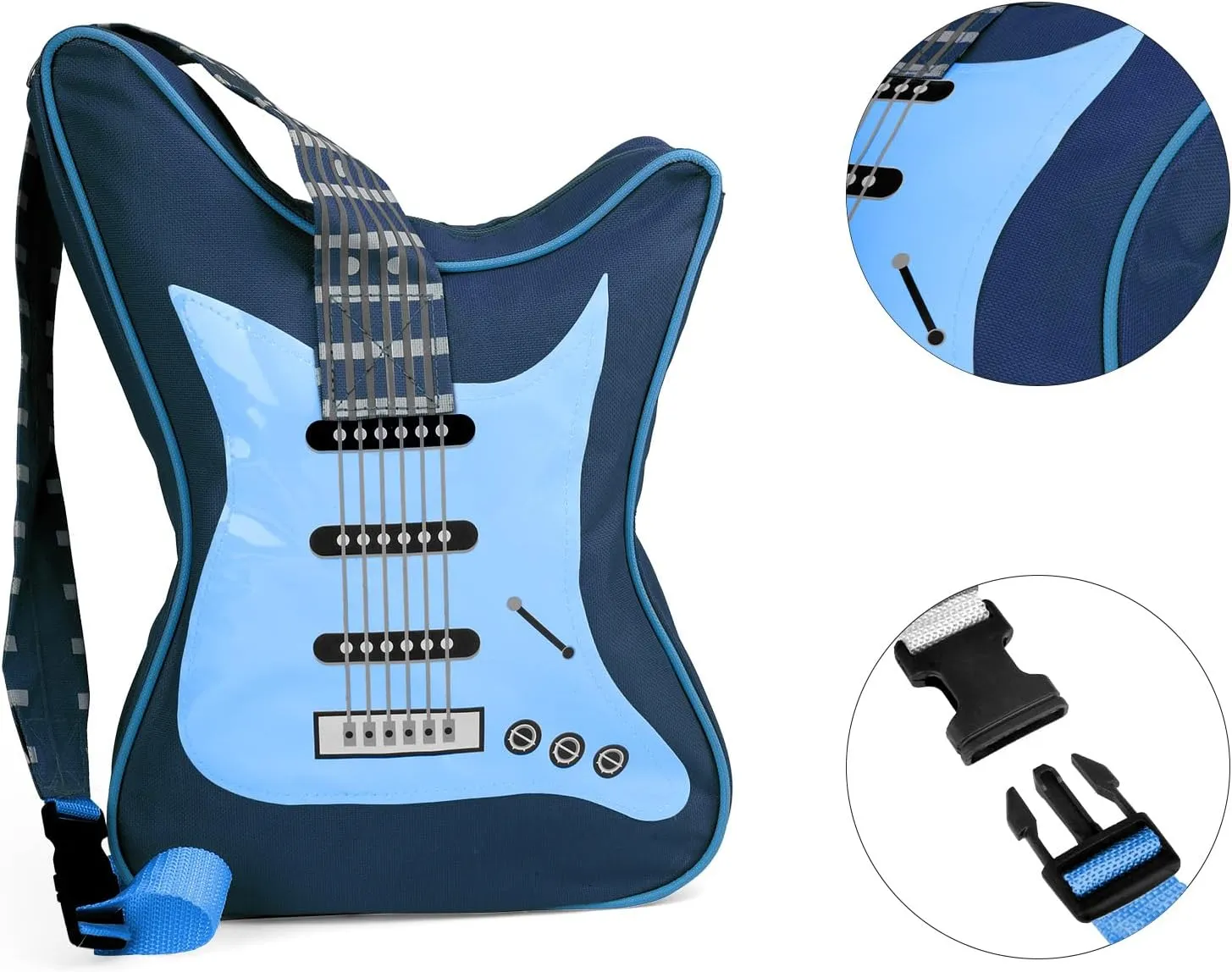 Electric Guitar Shaped Music Bag Oxford Cloth Shoulder Tote Bag Purse Crossbody Handbag for Women