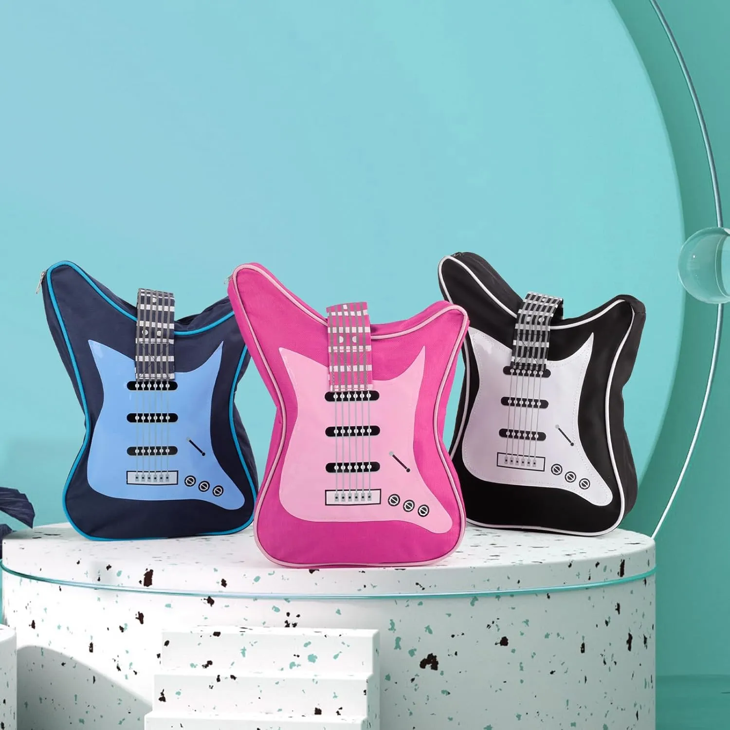 Electric Guitar Shaped Music Bag Oxford Cloth Shoulder Tote Bag Purse Crossbody Handbag for Women