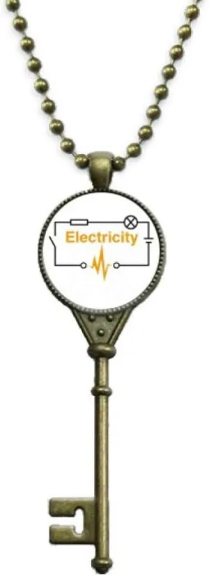 Electric Wave Battery Resistance Switch Key Necklace Pendant Tray Embellished Chain