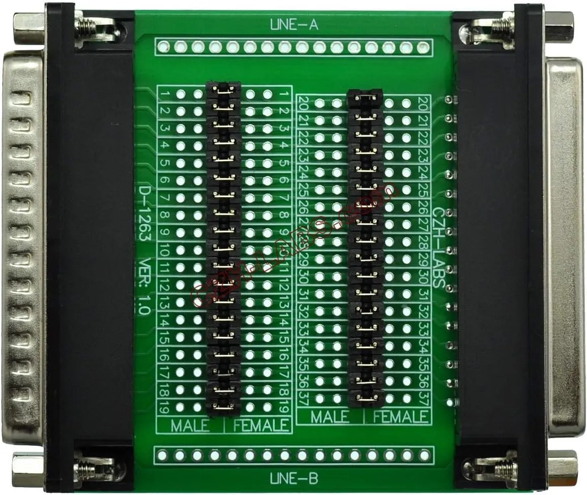 Electronics-Salon CZH-Labs D'sub DB37 Diagnostic Test Breakout Board, DSUB DB37 Connector Male to Female.