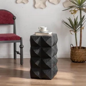 Elegant Retro Side Table for Charm, Three-Dimensional Embossed Design, Enhancing Your Living Space, Black Finish