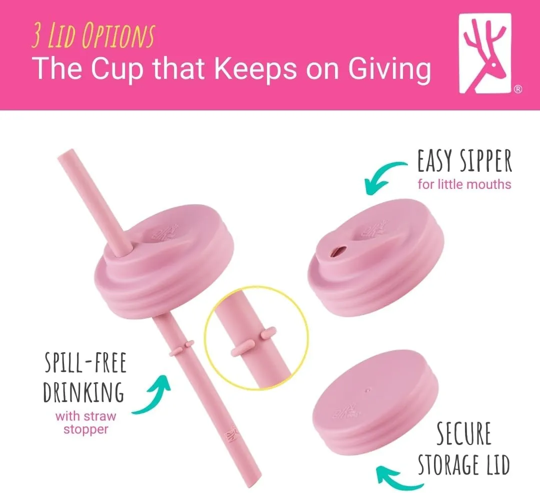 Elk and Friends Kids & Toddler Cups | The Original Glass Mason jars 8 oz with Silicone Straws with Stoppers | Smoothie Cups | Spill Proof Sippy Cups for Toddlers