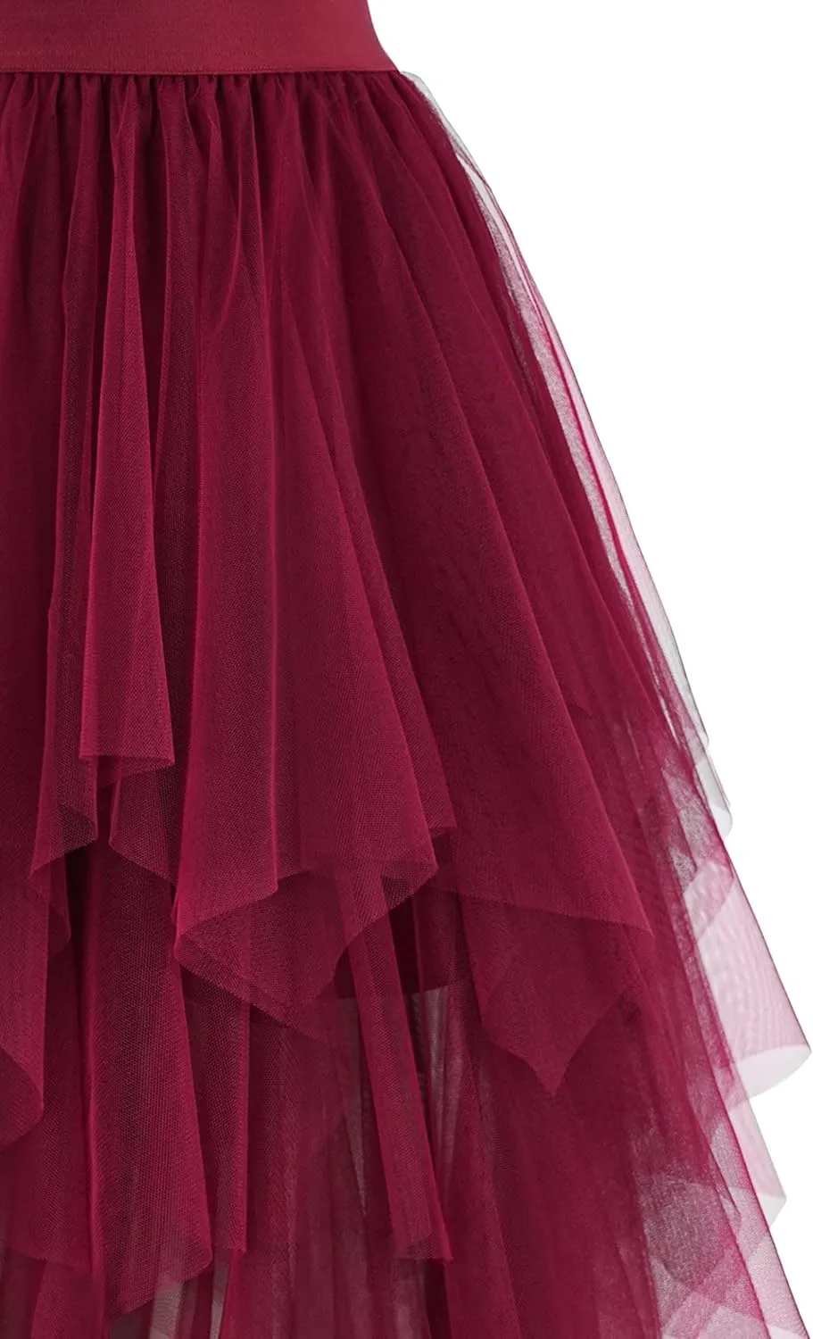 Ellames Women's Tulle Skirts High Low Layered Puffy Fairy Skirts Midi Length Irregular Tutu Skirt