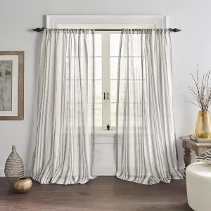 Elrene Home Fashions Hampton Stripe Sheer Window Curtain, 52" x 84" (1 Panel), Grey
