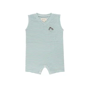 Ely’s & Co. Blue Metallic Stripe Collection Romper