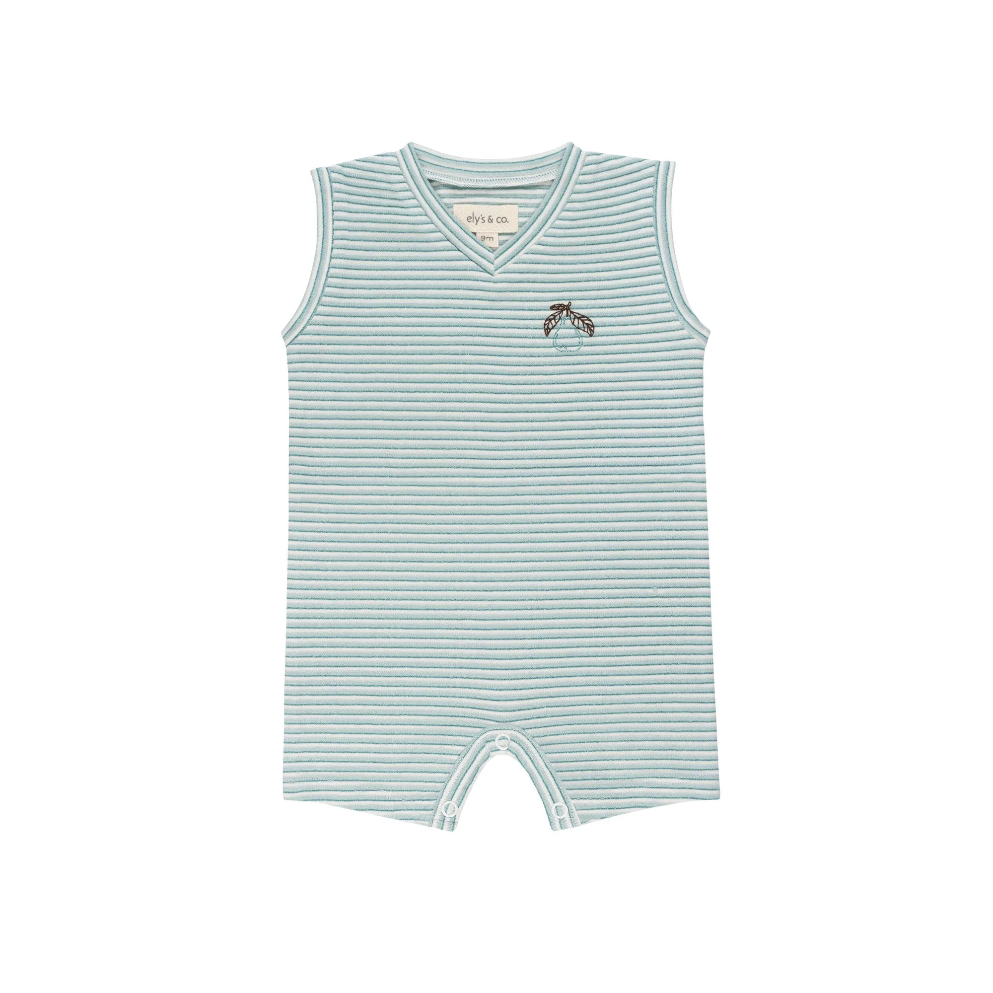 Ely’s & Co. Blue Metallic Stripe Collection Romper