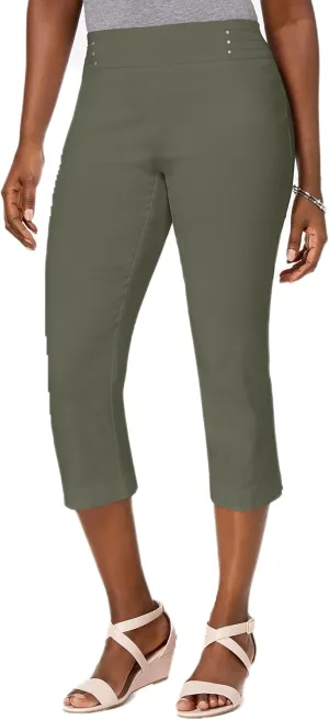 Embellished Pull On Capri Pants Olive Sprig S