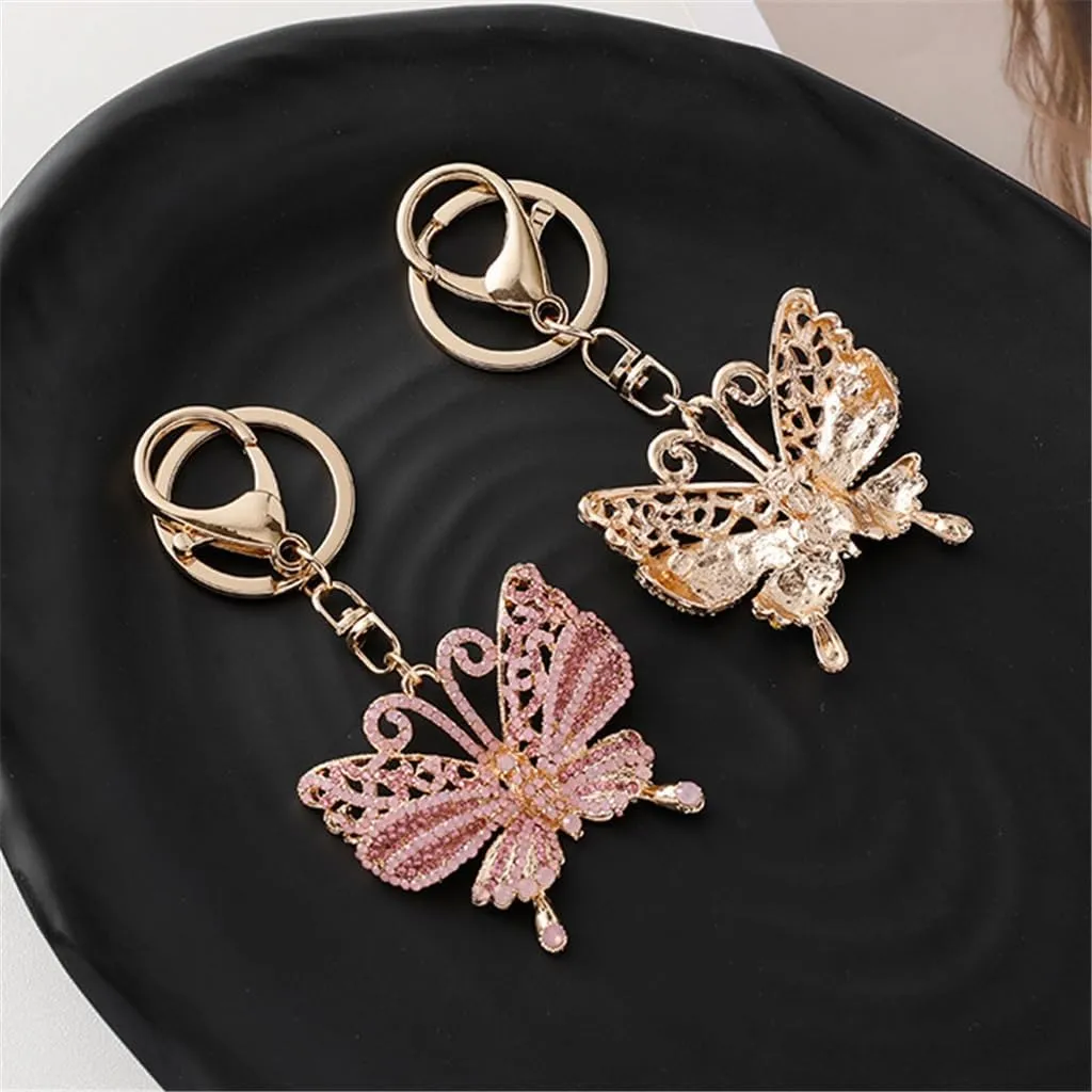 Encrusted Diamond Insect Keychain Keychain Metal Car Accessories Bag Charm