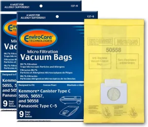 Envirocare Q 50555, 50558, 50557 and Panasonic Type C Vacuum Bags, White