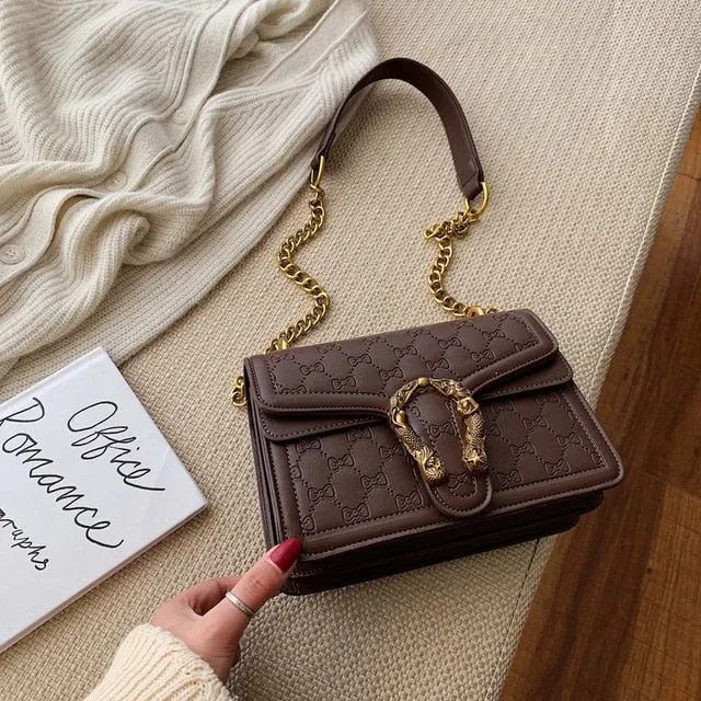European Retro Fashion Ladies Square bag 2020 New Quality Matte PU Leather Women's Handbag Chain Tote Shoulder Messenger Bags