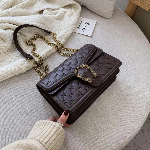 European Retro Fashion Ladies Square bag 2020 New Quality Matte PU Leather Women's Handbag Chain Tote Shoulder Messenger Bags
