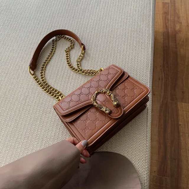 European Retro Fashion Ladies Square bag 2020 New Quality Matte PU Leather Women's Handbag Chain Tote Shoulder Messenger Bags