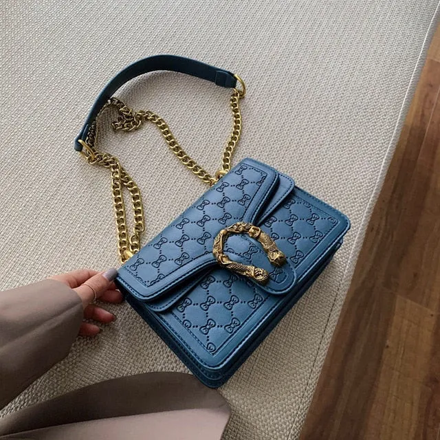 European Retro Fashion Ladies Square bag 2020 New Quality Matte PU Leather Women's Handbag Chain Tote Shoulder Messenger Bags