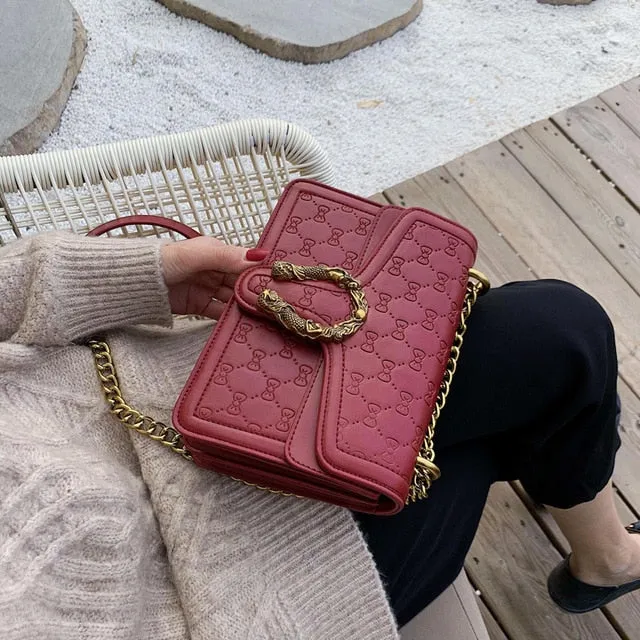 European Retro Fashion Ladies Square bag 2020 New Quality Matte PU Leather Women's Handbag Chain Tote Shoulder Messenger Bags