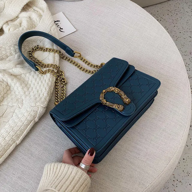 European Retro Fashion Ladies Square bag 2020 New Quality Matte PU Leather Women's Handbag Chain Tote Shoulder Messenger Bags