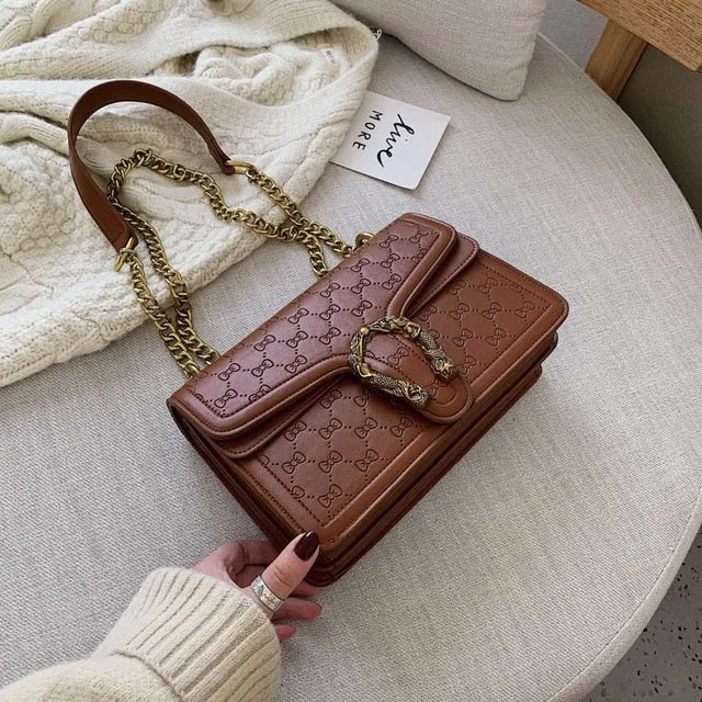 European Retro Fashion Ladies Square bag 2020 New Quality Matte PU Leather Women's Handbag Chain Tote Shoulder Messenger Bags
