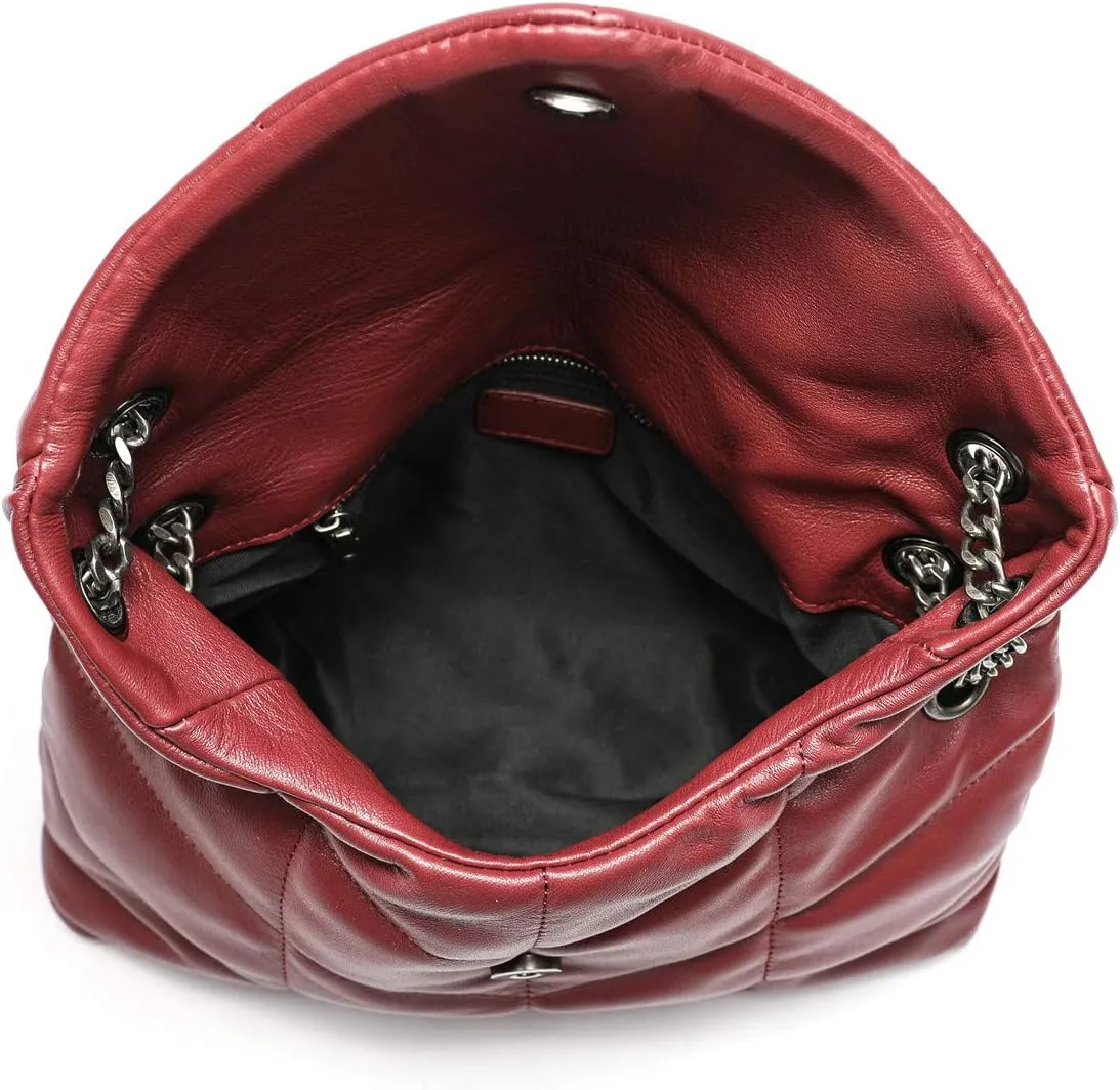 EvaLuLu Lambskin Leather Quilted Crossbody Bags for Women Genuine Leather Shoulder Bag Handbag