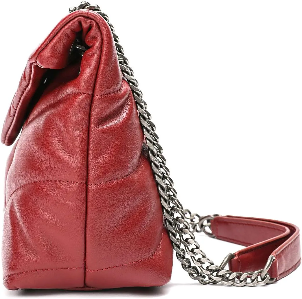 EvaLuLu Lambskin Leather Quilted Crossbody Bags for Women Genuine Leather Shoulder Bag Handbag
