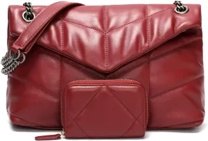 EvaLuLu Lambskin Leather Quilted Crossbody Bags for Women Genuine Leather Shoulder Bag Handbag