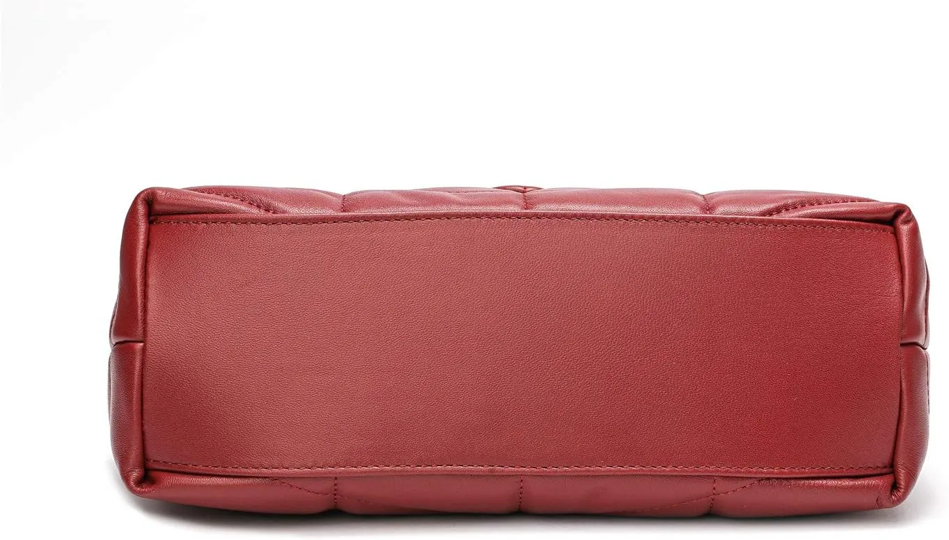 EvaLuLu Lambskin Leather Quilted Crossbody Bags for Women Genuine Leather Shoulder Bag Handbag