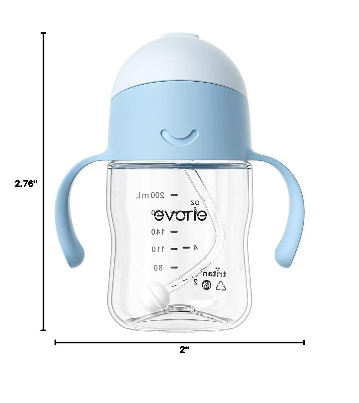 Evorie Tritan Baby Sippy Cup Weighted Gravity Straw Toddler Beginner Training Bottle, 7 Oz Leakproof Award Winning Infant Water Bottle with Handles for 6 months above