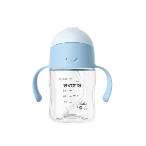 Evorie Tritan Baby Sippy Cup Weighted Gravity Straw Toddler Beginner Training Bottle, 7 Oz Leakproof Award Winning Infant Water Bottle with Handles for 6 months above