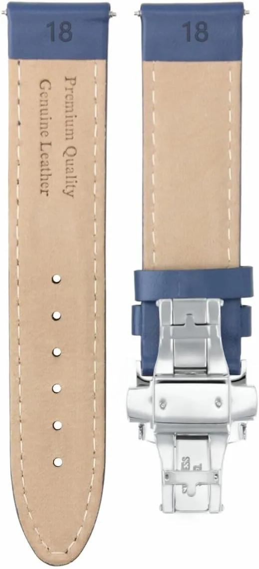 Ewatchparts 18-19-20-22-24mm Leather Watch Band Strap Smooth With Deployment Clasp Compatible With Franck Muller