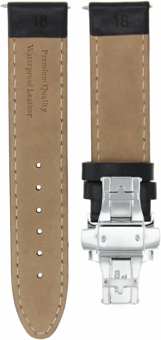 Ewatchparts 18-19-20-22-24mm Leather Watch Band Strap Smooth With Deployment Clasp Compatible With Franck Muller